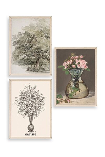 CT STONES Matisse Triple Wooden Framed Painting