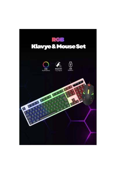 İstangül Butik Wired Illuminated Gaming Standard Turkish Q Keyboard and Mouse...