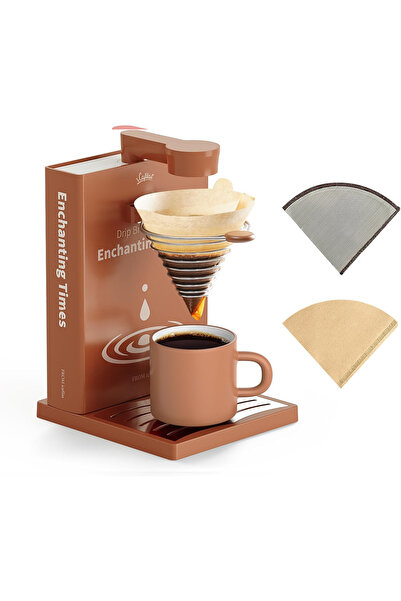 icafilas ماكينة تحضير قهوة محمولة، 400 واط، ماكينة تحضير قهوة صغيرة الحجم بتقنية التقطير والصب، مناسبة للمنزل والمكتب والسفر