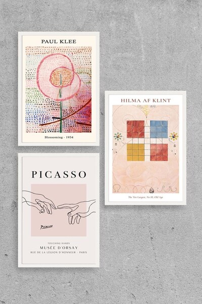 CT STONES Famous Paintings Triple Wooden Framed Painting