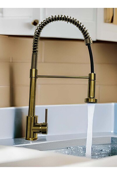 Generic 360° Rotatable Kitchen Mixer Faucet with 2 Spray Types (Golden)