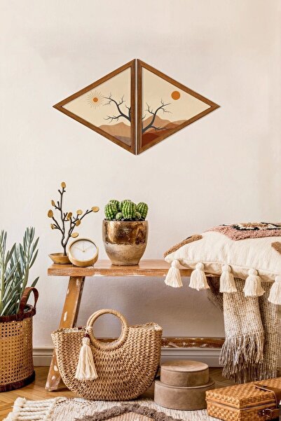 CT STONES Decorative Triangle Framed Wooden Painting Set