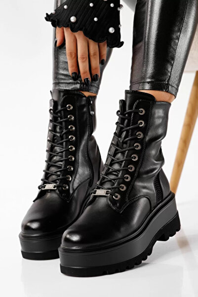 Zaira Ghete dama îmblanite negre din piele ecologica Elena #22678