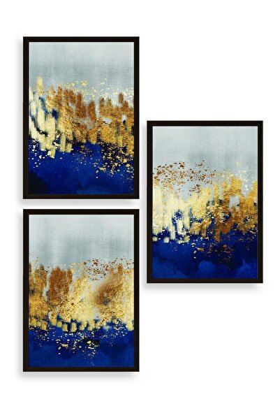 CT STONES Abstract Triple Wooden Framed Painting