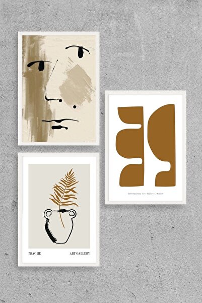 CT STONES Modern Triple Wooden Framed Painting