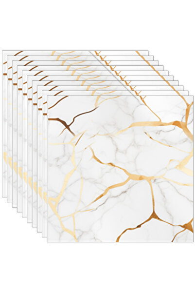 SDEPOT 20 plăci de tapet SDEPOT®, 2 mm, 60x60 cm, imitație de marmură, alb cu model auriu antic