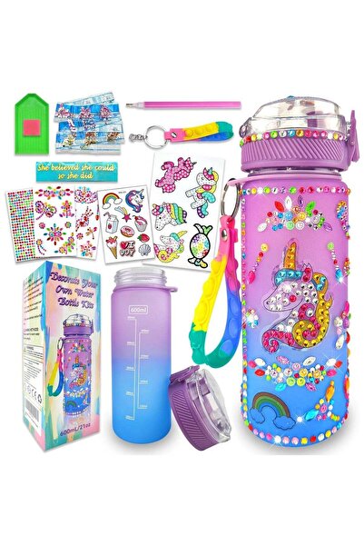 Remy Belle مجموعة تزيين زجاجة الماء يونيكورن الخاصة بك - حرفة الرسم بالماس وا...