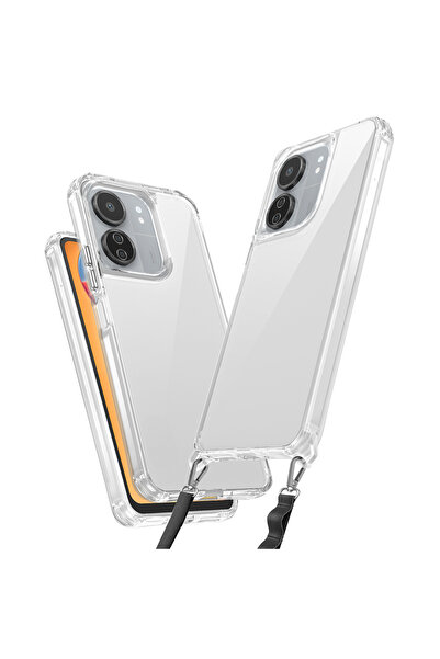 zore غطاء سيليكون شفاف من TCMK لهاتف Xiaomi Poco C65 مع حزام قابل للتركيب ومت...