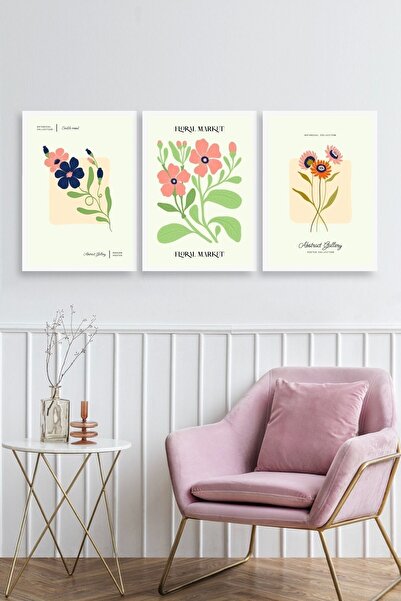 CT STONES Flower Market Triple Wooden Framed Table