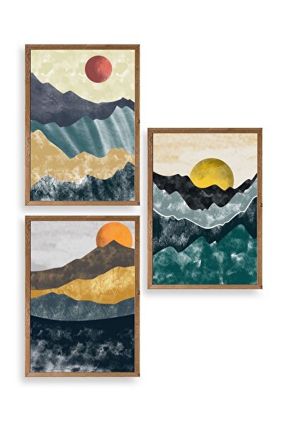 CT STONES Landscape Triple Wooden Framed Painting