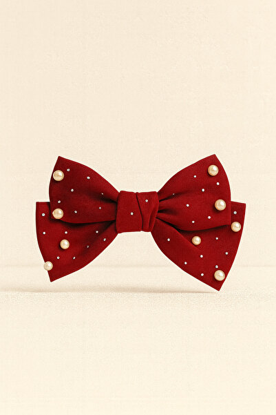 BONY SOCKS Κόκκινο κούμπωμα αυτόματης πώλησης με φιόγκο με πέρλες