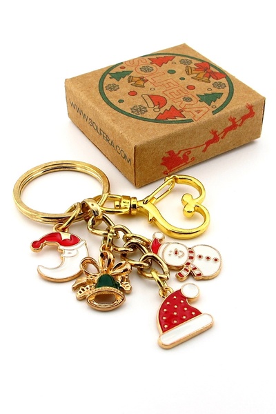 Solfera New Year Christmas Snowman Pine Tree Glove Charm Bag Ornament Keychain Ky116