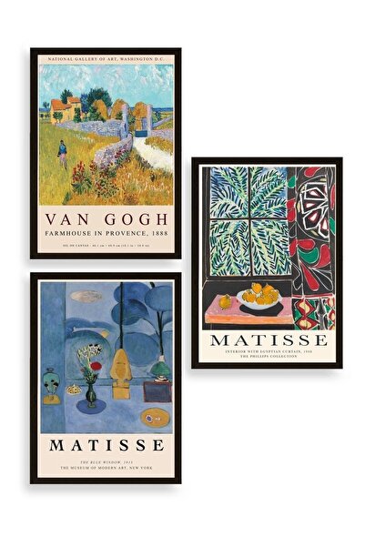 CT STONES Famous Paintings Triple Wooden Framed Painting