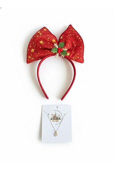morbella Red Star Big Bow Crown and Star Necklace Set