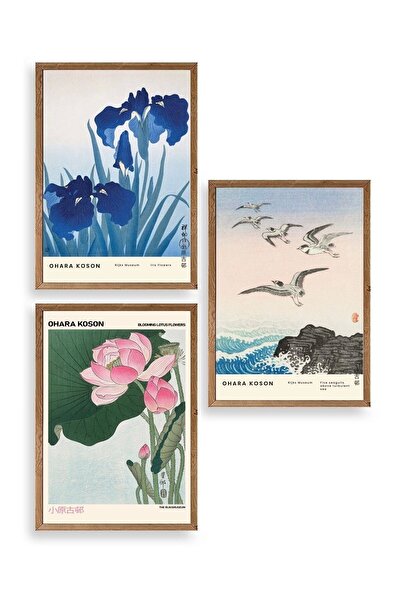 CT STONES Flowers in a Vase Triple Wooden Framed Painting