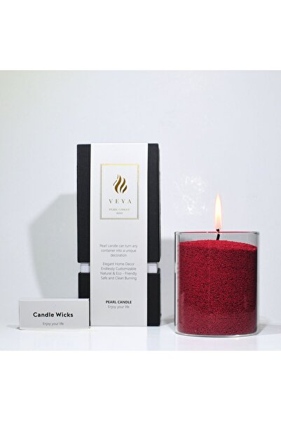VEYA Lumânare din ceară cu perle – Roșu rubin