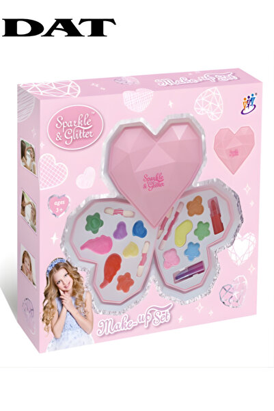 DAT مجموعة مكياج لامعة على شكل قلب للبنات، صندوق مستحضرات تجميل متعدد الطبقات...