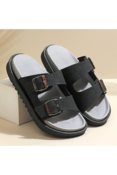 FASHION صنادل مريحة للرجال ذات مشبك مزدوج للارتداء اليومي