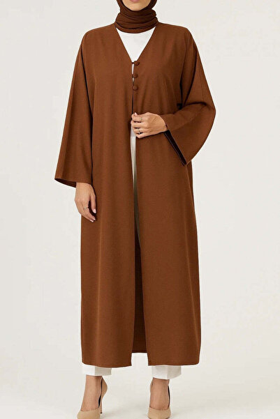 MayaCloset Arabic Wrap Front Button Detailing Abaya & Kimono & Ferace