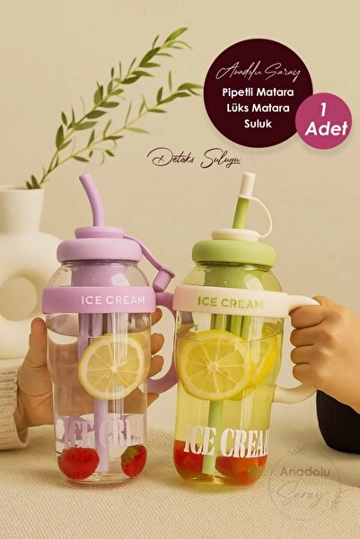 Anadolu Saray Ice Bottle Pipetli Matara 1300 ml – Sızdırmaz Lüks Suluk ve Det...