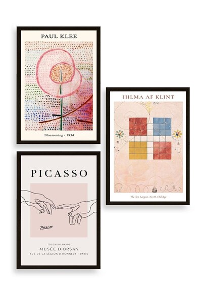 CT STONES Famous Paintings Triple Wooden Framed Painting