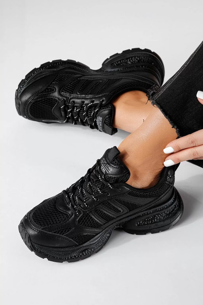 Zaira Adidasi dama negri din material textil Sara #20727 - 40