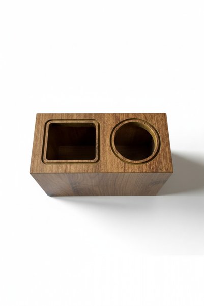 MONTETOYS Wooden Desktop Organizer Double Slot Pen Holder