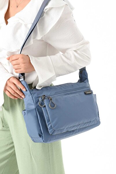 Sanmorris حقيبة كروس نسائية من قماش المظلة بثلاثة أقسام