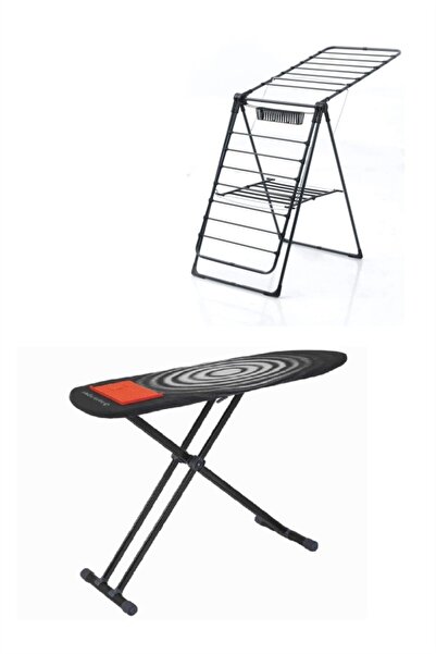 Devecioğlu MM148 Ankaboard Ütü Masası MM022 Comfort Kalın Borulu Çamaşır Kurutma Askılığı Set