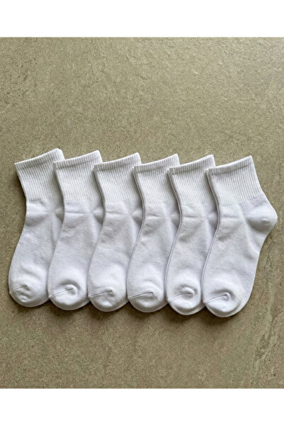 DRAV 6'lı Beyaz Unisex Kolej Çorabı - Basic Çorap (Dikişsiz)