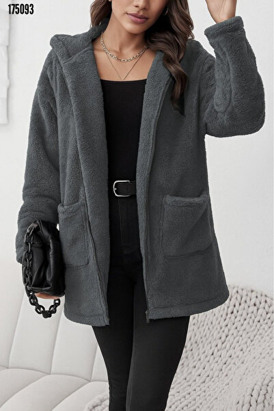 moda wanilia Peluş Ceket- Kapüşonlu