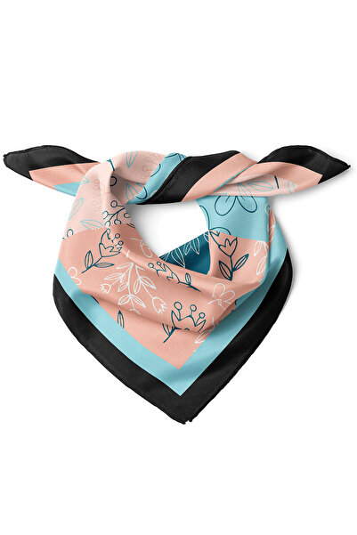 nehir eşarp Pastel Çiçek ve Yaprak Desen Fular Bandana 50x50 Cm