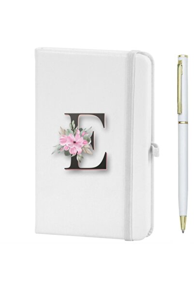 Marsilyan Letter E Flower Pattern Printed Notebook