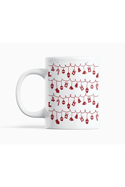 Nino Store Red New Year's Hanging Motif Porcelain Mug Cup 300 ml – Double Sid...