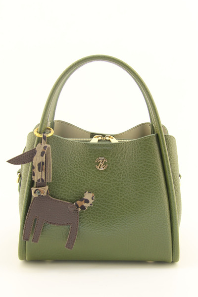 HNB Women's Khaki Three-Compartment Medium Size Handbag