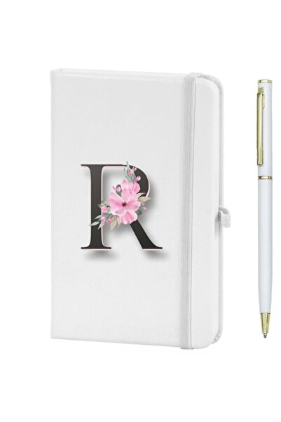 Marsilyan دفتر ملاحظات مطبوع عليه حرف R بنمط زهرة