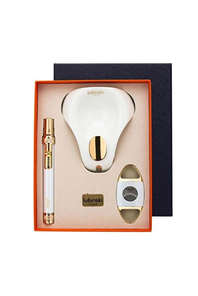 Lubinski Yeni Stil Üçlü Beyaz-Gold Puro Seti
