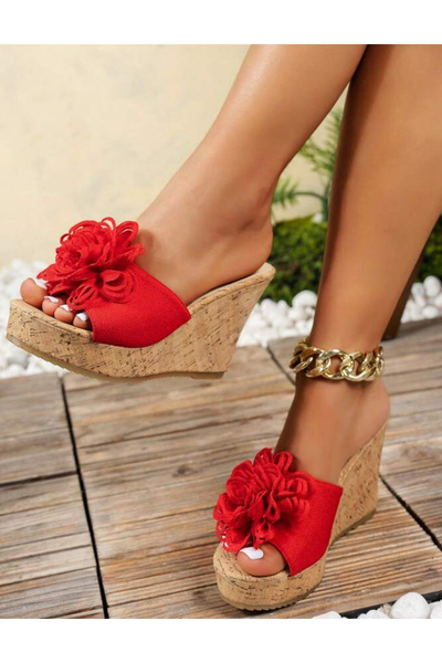 Sheya Saboți cu platformă Shein, roșu