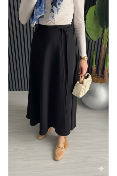 CNG MODA Scuba Fabric Wrap Tie Skirt