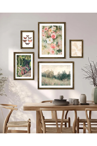 Vetro Design Bahar Bahçesi Konuğunuz Çerçeveli Tablo Set