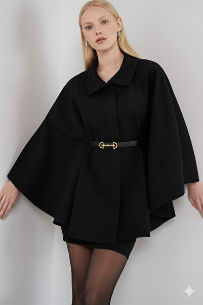 CİCİ GİYİM Kadın Kemerli Kaşe Panço