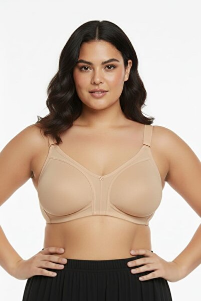 enmodaiçgiyim Skin Color Plus Size Cotton Combed Shaping / Sculpting Bra - Wire Free No Padding Stitch-Free Comfortable Minimizer