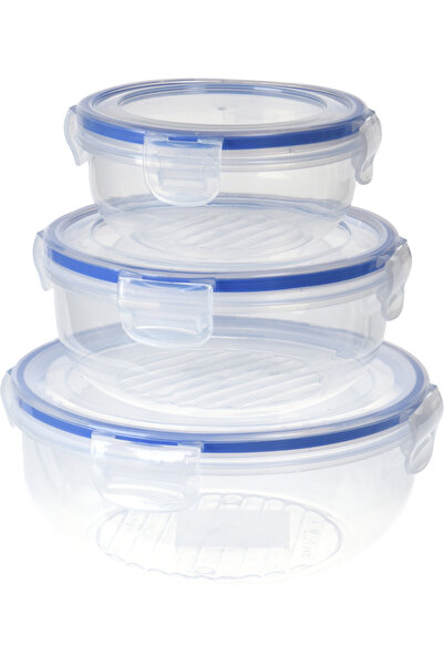 Excellent Houseware set of 3 casseroles, polypropylene, 18x18x8 cm, transparent/blue