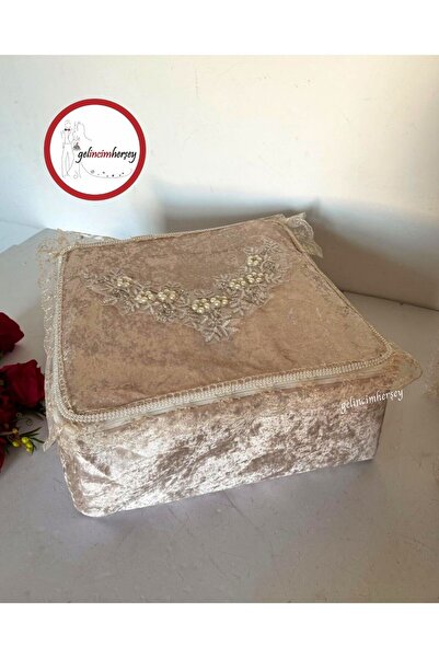 Gelincimherşey Nişan Çeyiz Bohçası İçin Dantelli Kadife Hurç Büyük Boy