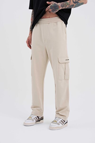 Machinist Men's Cargo Pocket Pack Relaxed Baggy Sweatpants Light Beige