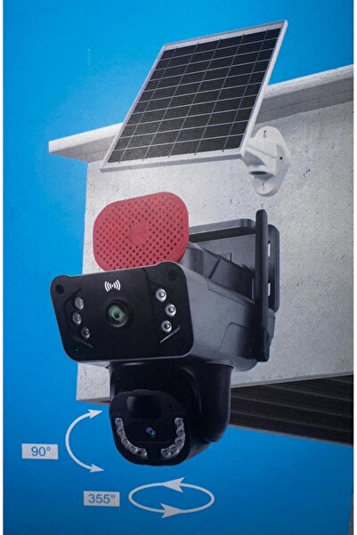 menody 6mp Çift Lensli Sim Kartlı Güneş Panelli Solar Sirenli Güvenlik Kamerası