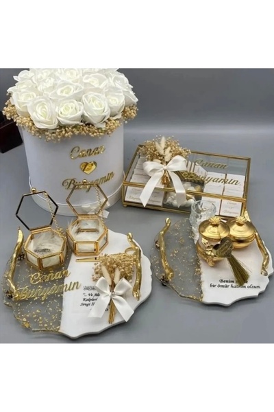 Mila Tasarım Kişiye Özel Söz Nişan İsteme Seti Yüzük Tepsisi Çikolata Kutusu ...