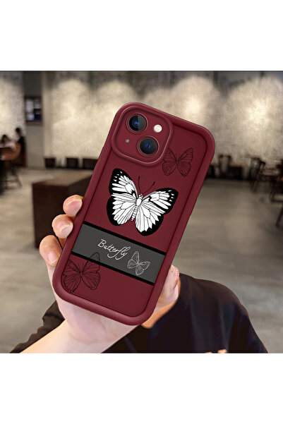 ucuc حافظة هاتف متينة مقاومة للصدمات بنمط شريط من السيليكون باللون العنابي مت...