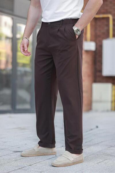 Madmext Bitter Brown Relaxed Fit Men's Fabric Trousers E6577