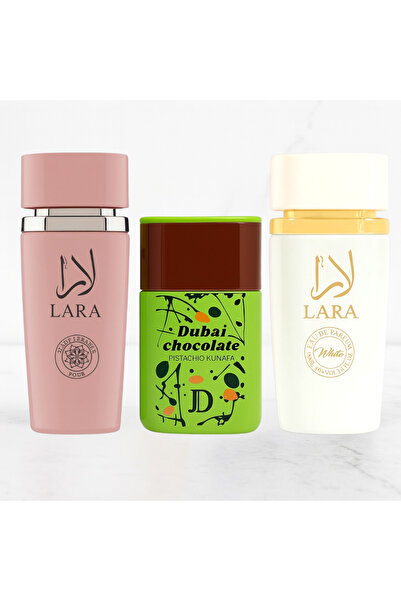 JD Collection SET 3 PARFUMURI DAMA - DUBAI CHOCOLATE + LARA +LARA WHITE